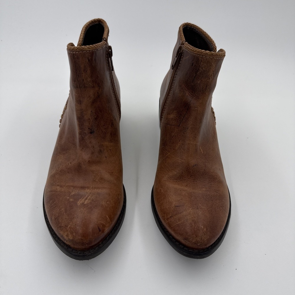 Matisse Merge Mid Top Bootie Brown Distressed Burnished Leather Size 8